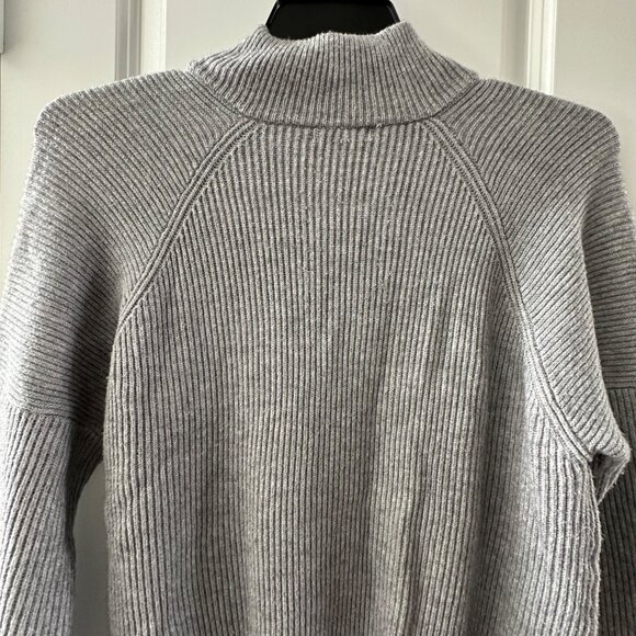 Lush Womens Medium Grey Ribbed Half-Zip Mock Neck Sweater Viscose Blend - Picture 6 of 8